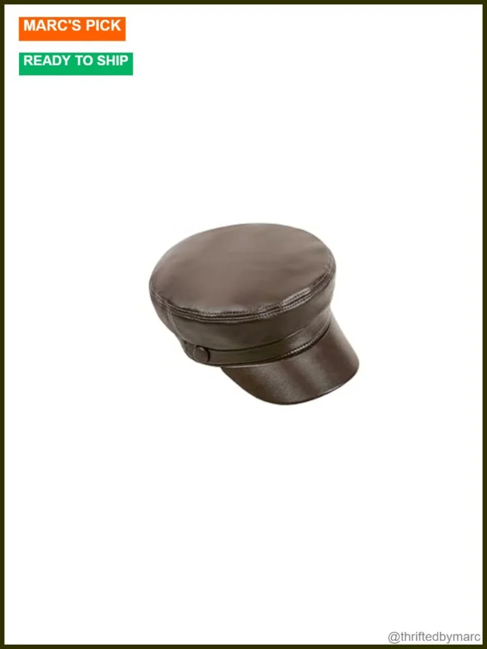 Genuine Leather Newsboy Cap Adjustable One Size Unisex Vintage